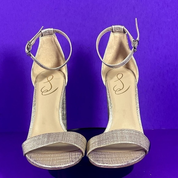 Sam Edelman Women's Metallic Gold Ankle Strap Block Heel Sandals Shoe Size 9.5 - Picture 3 of 9